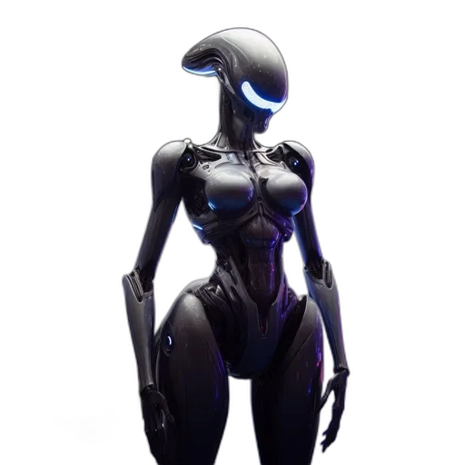robot, dress, creature, concept art, 3d render, cyberpunk, fantasy art, outer space transparent PNG cut-out