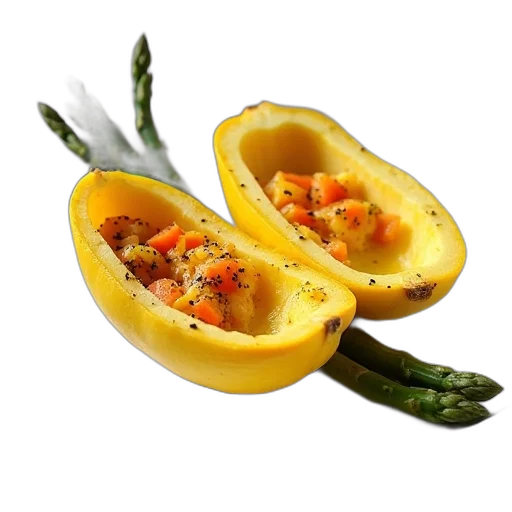 food, crown, photorealistic, 3d render, two, yellow, squash, boats transparent PNG cut-out