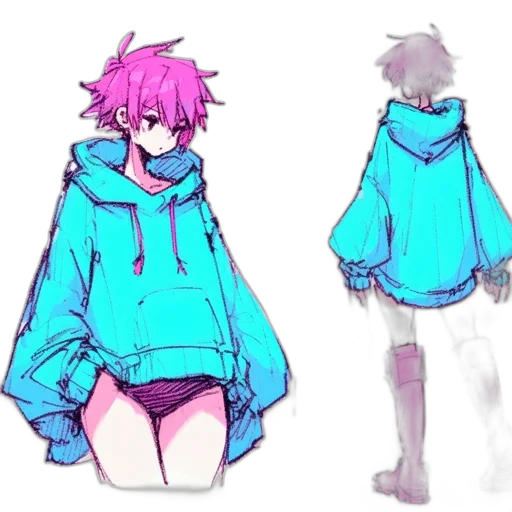 jacket, creature, concept art, cyberpunk, vaporwave, anime, neon lights, pastel transparent PNG cut-out