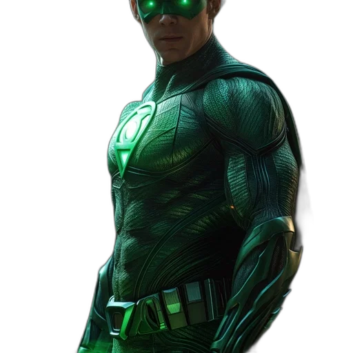 mask, 3d render, comic book art, concept art, photorealistic, green, green-suited, masked transparent PNG cut-out