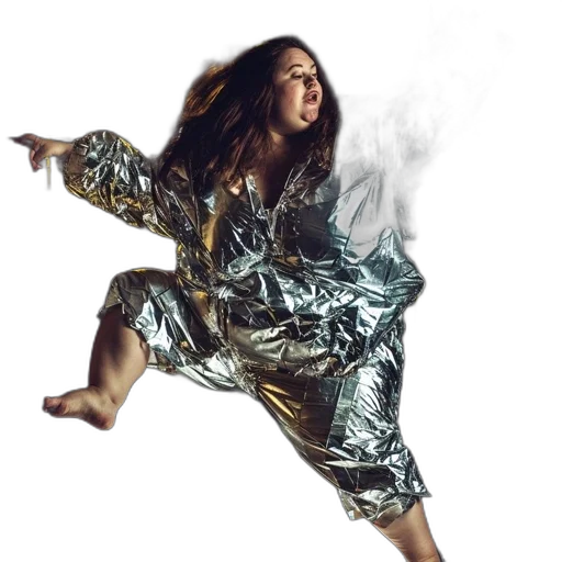 dress, jacket, hair, concept art, outer space, fire, person, metallic transparent PNG cut-out