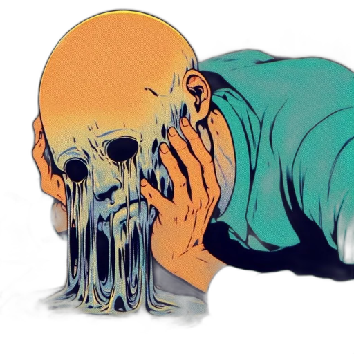 mask, face, creature, jacket, concept art, comic book art, cyberpunk, watercolor transparent PNG cut-out
