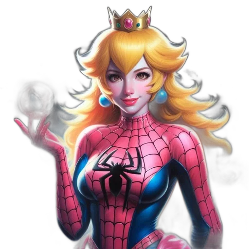 crown, dress, comic book art, concept art, fantasy art, pixel art, princess, peach transparent PNG cut-out