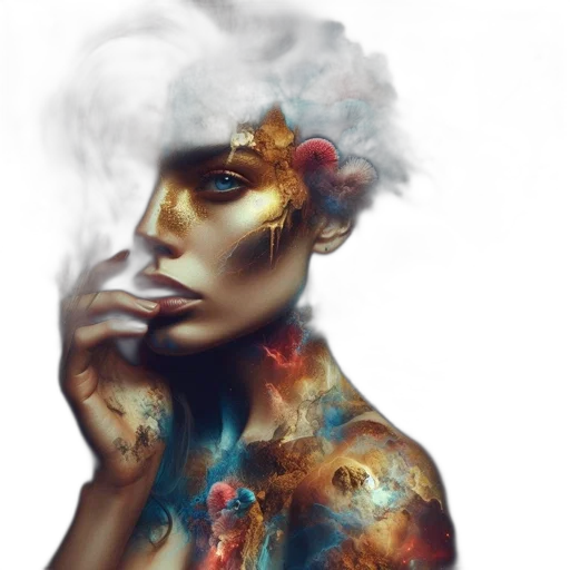 face, mask, jewelry, crown, photorealistic, fantasy art, concept art, cyberpunk transparent PNG cut-out