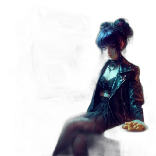 jacket, food, dress, robot, concept art, cyberpunk, photorealistic, pixel art transparent PNG cut-out