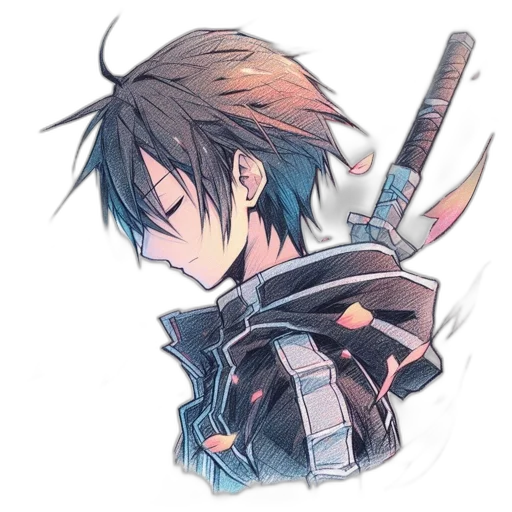 sword, staff, weapon, pixel art, anime, watercolor, fantasy art, dark transparent PNG cut-out