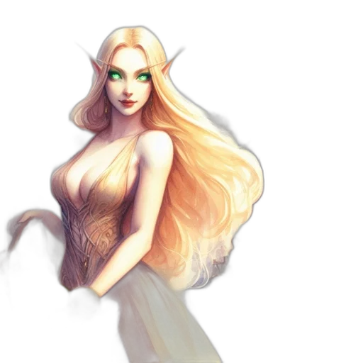 dress, fantasy art, concept art, pixel art, watercolor, pastel, golden, green transparent PNG cut-out