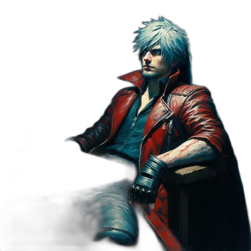 jacket, sword, weapon, staff, concept art, fantasy art, comic book art, pixel art transparent PNG cut-out
