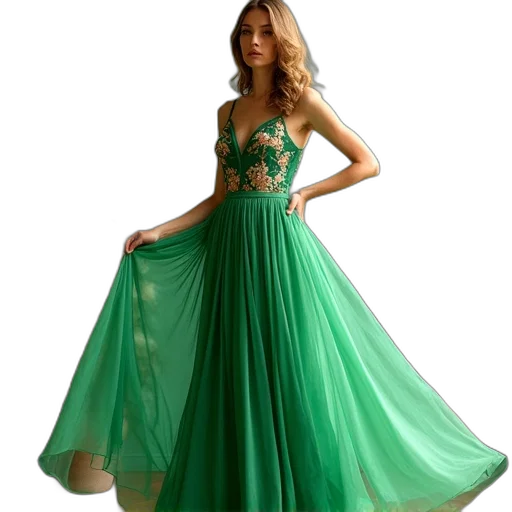 dress, green, color, party transparent PNG cut-out