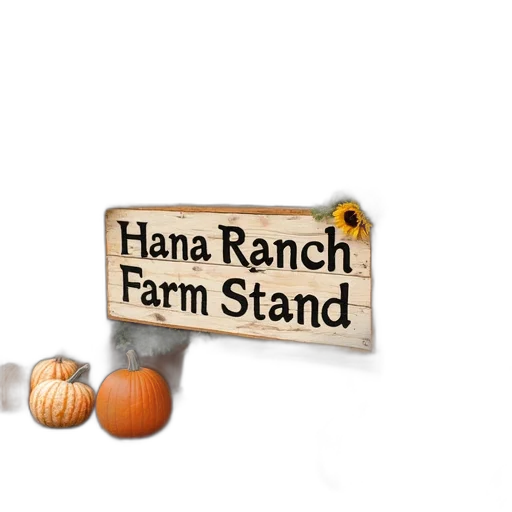 rustic, wooden, sign, words, hana, ranch, farm, stand transparent PNG cut-out