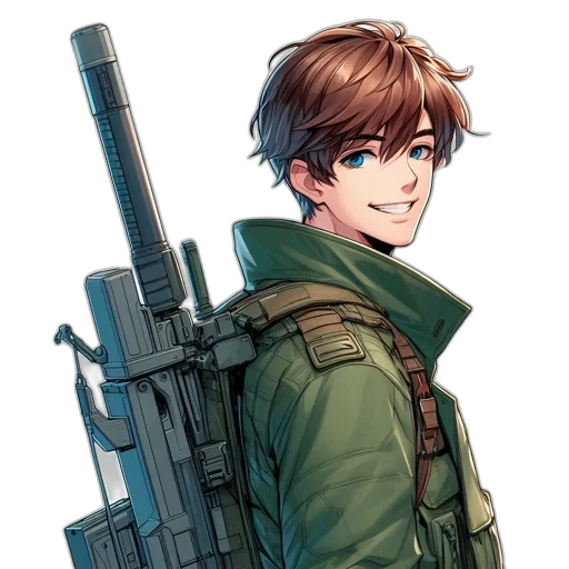 weapon, jacket, staff, concept art transparent PNG cut-out