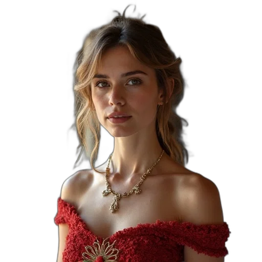 jewelry, dress, crown, face, photorealistic, oil painting, concept art, fantasy art transparent PNG cut-out