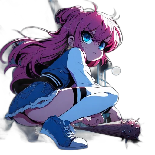 robot, weapon, staff, anime, concept art, vaporwave, cyberpunk, neon lights transparent PNG cut-out