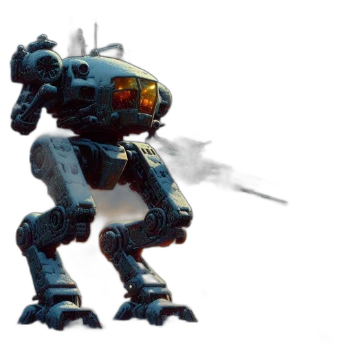 robot, weapon, creature, concept art, 3d render, pixel art, cyberpunk, imposing transparent PNG cut-out