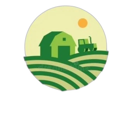 pixel art, concept art, green, farmer, logo, featuring, barn, tractor transparent PNG cut-out