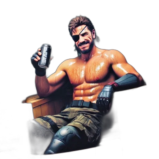 weapon, concept art, pixel art, comic book art, 3d render, muscular, man, beard transparent PNG cut-out