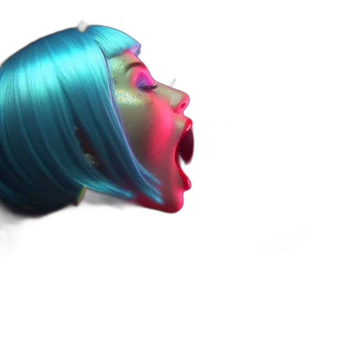 face, mask, hair, robot, 3d render, vaporwave, cyberpunk, concept art transparent PNG cut-out
