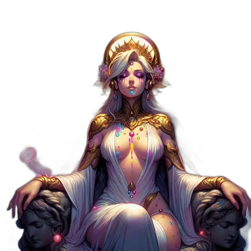 crown, dress, staff, jewelry, fantasy art, concept art, pixel art, comic book art transparent PNG cut-out
