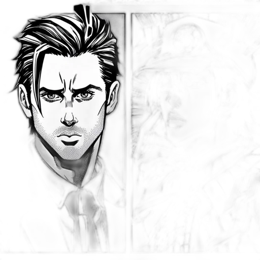 comic book art, cartoon, concept art, pencil sketch, monochrome, two, men, face transparent PNG cut-out