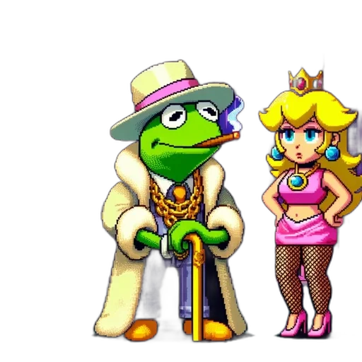 crown, hat, staff, pixel art, concept art, 3d render, cartoon, green transparent PNG cut-out