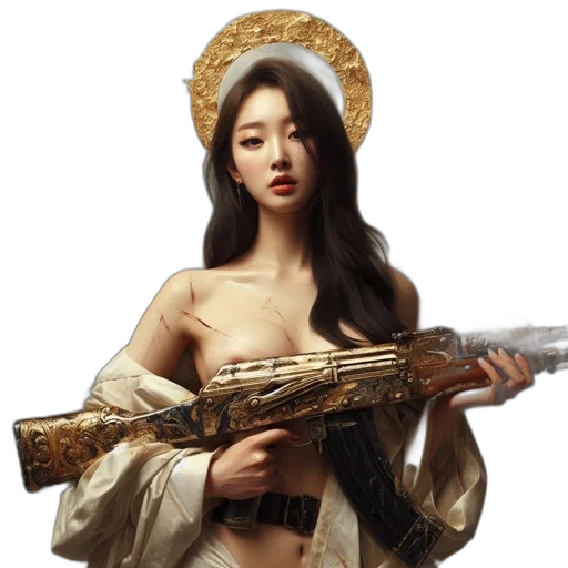 weapon, sword, fantasy art, concept art, pixel art, photorealistic, asian, woman transparent PNG cut-out