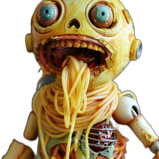 food, creature, robot, mask, 3d render, concept art, comic book art, robotic transparent PNG cut-out