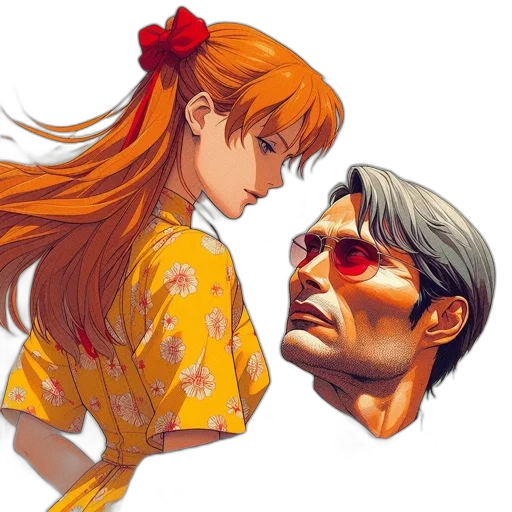 face, dress, anime, vaporwave, concept art, photorealistic, sunset, fire transparent PNG cut-out
