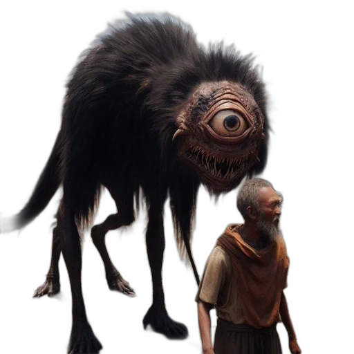 creature, animal, dragon, mask, concept art, fantasy art, 3d render, bearded transparent PNG cut-out