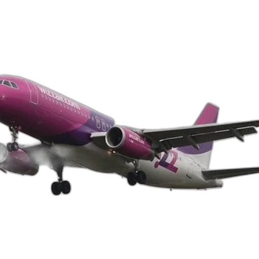 3d render, pink, white, airplane, logo, wizz, air, side transparent PNG cut-out