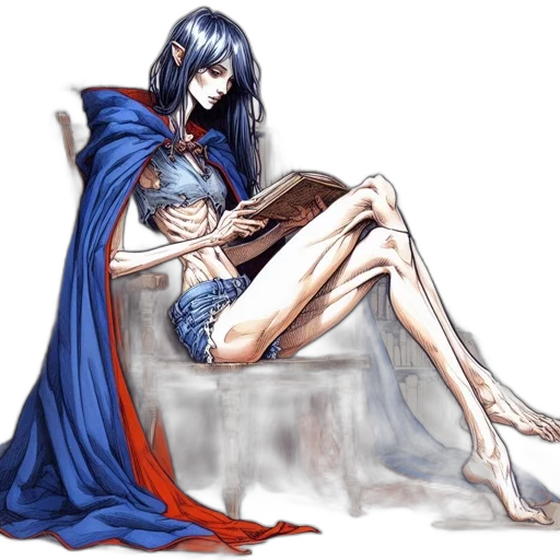 dress, fantasy art, concept art, watercolor, anime, blue, woman, vibrant transparent PNG cut-out