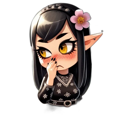 staff, fantasy art, pixel art, anime, cartoon, dark, monochrome, chibi-style transparent PNG cut-out