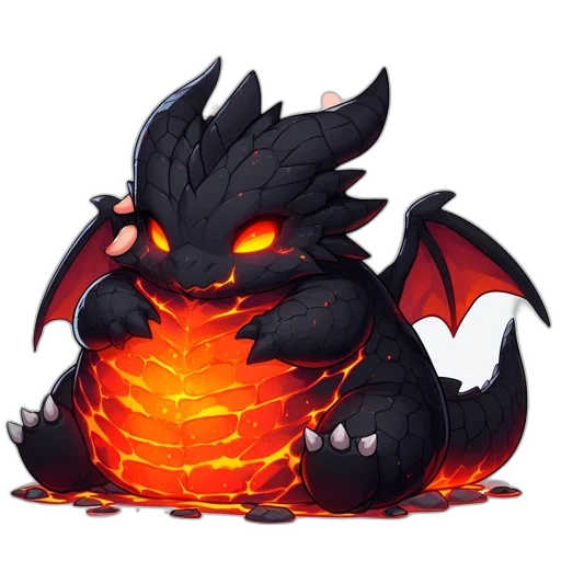 dragon, creature, fantasy art, concept art, pixel art, fire, dark, red transparent PNG cut-out