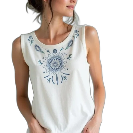 dress, white, sleeveless, top, floral, pattern, small, blue transparent PNG cut-out