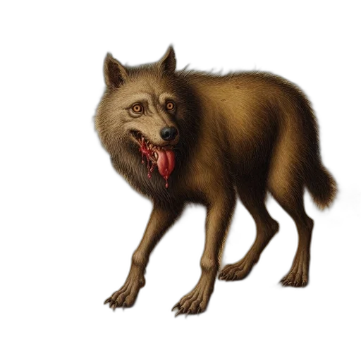 creature, animal, face, concept art, fantasy art, photorealistic, watercolor, blood-stained transparent PNG cut-out