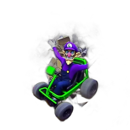 car, concept art, 3d render, pixel art, fantasy art, wario, lookalike, sits transparent PNG cut-out