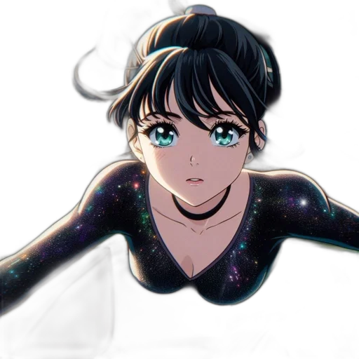dress, face, anime, cartoon, concept art, watercolor, outer space, neon lights transparent PNG cut-out