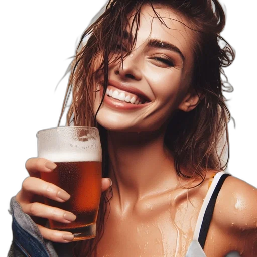 face, jacket, hair, crown, photorealistic, woman, joyful, expression transparent PNG cut-out