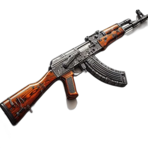 weapon, 3d render, concept art, artistically, designed, assault, rifle, features transparent PNG cut-out