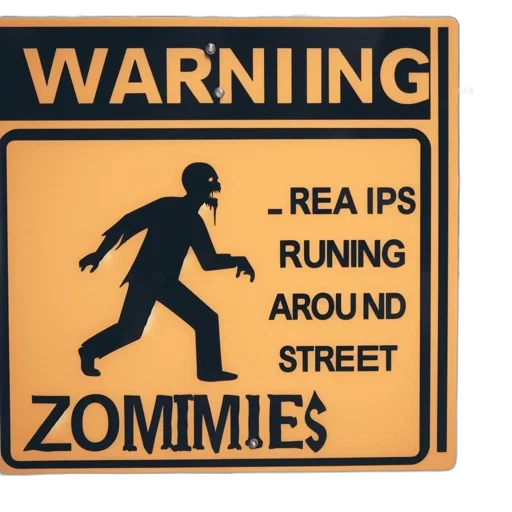 illustrated, warning, sign, zombie, motif, displayed, busy, city transparent PNG cut-out