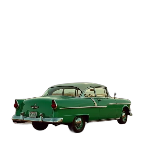 car, 3d render, photorealistic, concept art, green, vintage, white, roof transparent PNG cut-out
