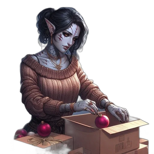 robot, fantasy art, concept art, comic book art, pixel art, dark, elfin, woman transparent PNG cut-out