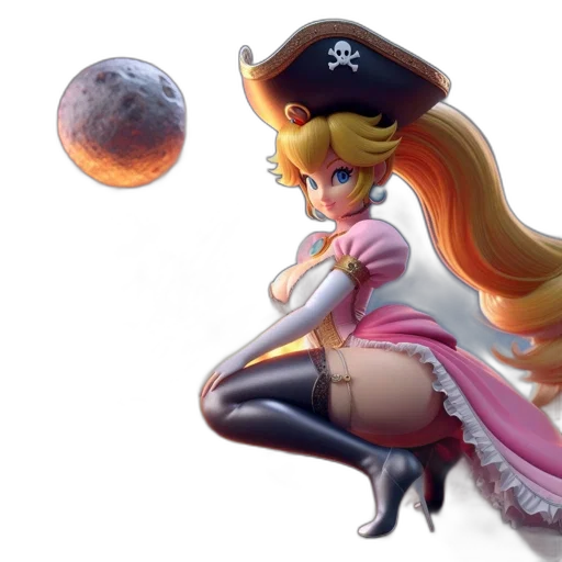 concept art, 3d render, fantasy art, anime, outer space, animated, female, pirate transparent PNG cut-out
