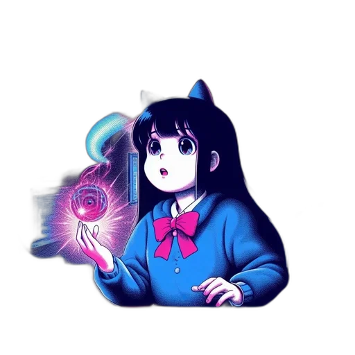 staff, creature, flower, weapon, vaporwave, anime, pixel art, concept art transparent PNG cut-out