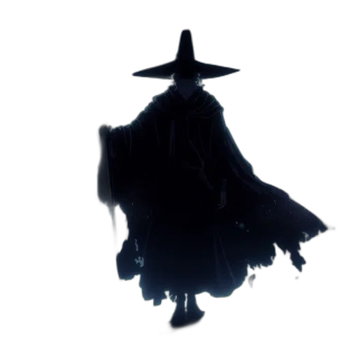 hat, staff, mask, jacket, concept art, fantasy art, 3d render, pixel art transparent PNG cut-out