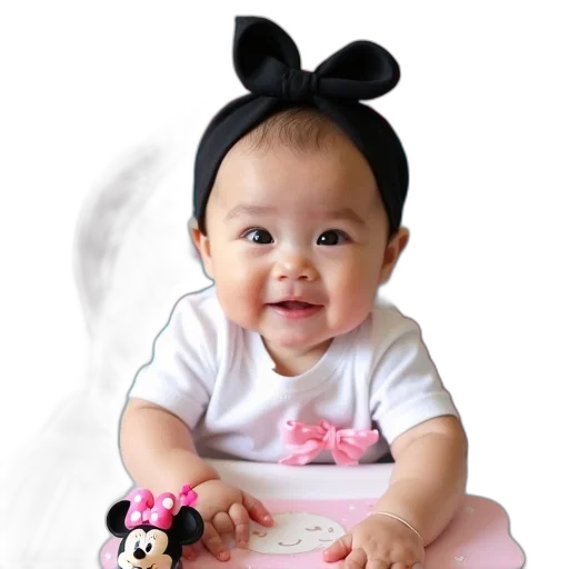 face, staff, photorealistic, oil painting, 3d render, baby, sitting, colorful transparent PNG cut-out