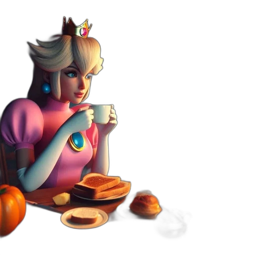 crown, food, robot, concept art, pixel art, fantasy art, 3d render, pastel transparent PNG cut-out