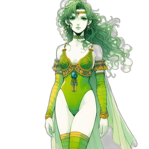dress, concept art, fantasy art, comic book art, pixel art, green, earth tones, pastel transparent PNG cut-out