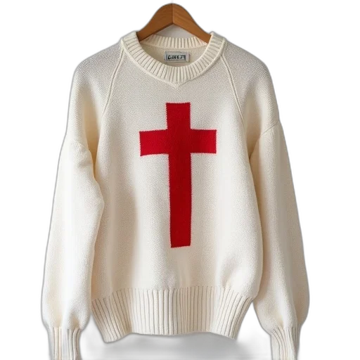 jacket, white, sweater, red transparent PNG cut-out