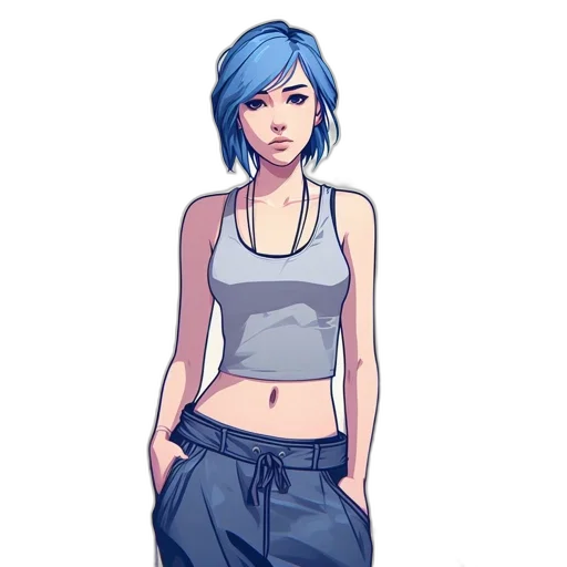 dress, pixel art, concept art, cartoon, fantasy art, blue, pastel, monochrome transparent PNG cut-out