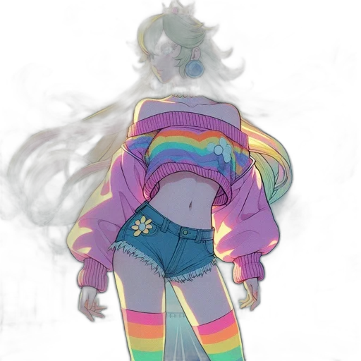 jacket, dress, creature, staff, vaporwave, concept art, watercolor, cyberpunk transparent PNG cut-out